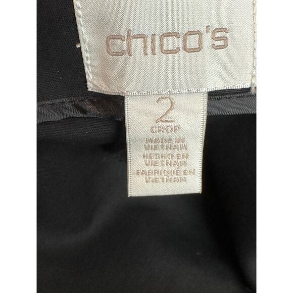 Chico's black flat front cropped pants size 2/ L-12 - Picture 4 of 9